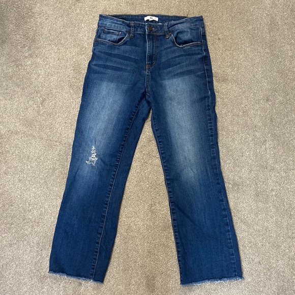 BP Dark Wash Raw Hem Straight Leg Ankle Jeans Size 28 - Picture 2 of 5